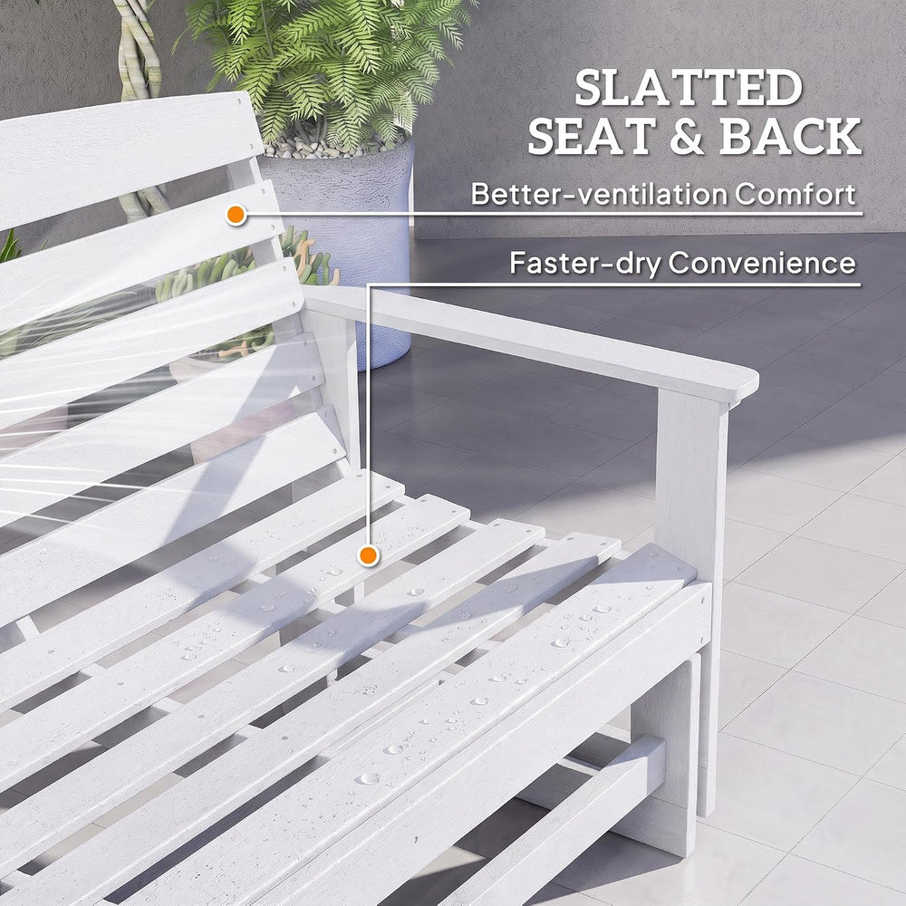 Outsunny 2-Person Outdoor Glider Bench HDPE Weather Resistant White