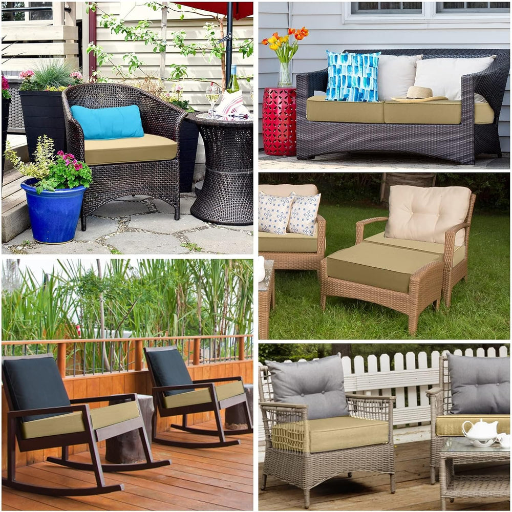 24 Inch Outdoor Chair Cushion Set of 2, Waterproof Patio Seat Cushions for Di...