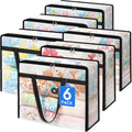 6 Pack Clear Storage Bags for Comforter, Clothes & Bedding, Plastic Blanket Storage with Zipper and Handle, Moving Bags, Closet Organizer and Under-Bed Storage (40L)