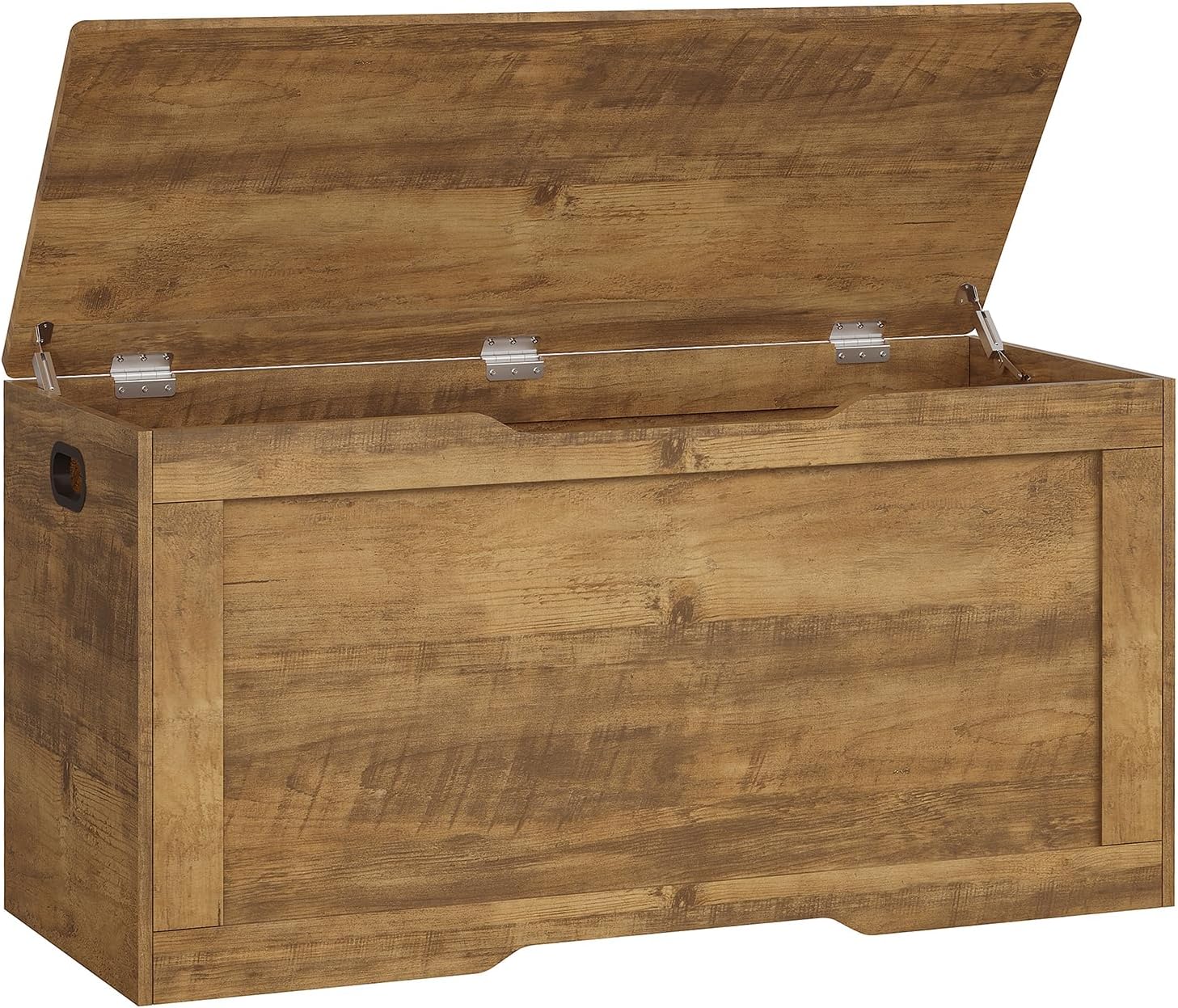 usikey 39.4” Storage Bench, Toy Box with 2 Safety Hinges, Lift Top Storage Chest, Toy Chest for Living Room, Bedroom, Entryway, Honey Brown