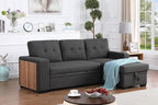 Devion Furniture Maison 4-in-1 Convertible L Shaped Couch with Pull Out Bed and Storage, Sectional Sleeper Sofa with Reversible Chaise for Living Room, Apartment, Bedroom, Office
