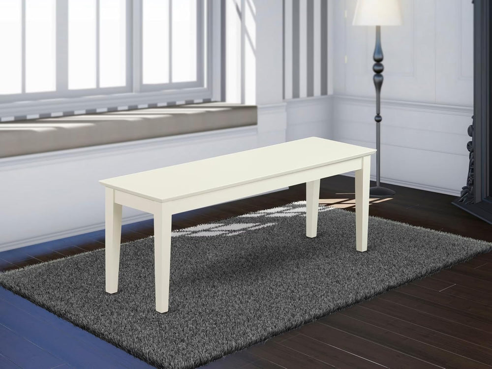 East West Furniture Capri 18" Traditional Wood Bench in Linen White