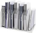 Adjustable Desk File Organizer,Detachable Office Folder Organizer,Compact Vertical Desk File Holder,Wrought Iron Paint,Suitable for Home, School, Office Classrooms (White - 7 grids)