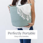 Natemia Large Woven Storage Basket (15" x 15" x 14") - Baby & Toy Organizer, Blanket Basket, Perfect Baby Registry Gift