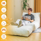Cvortll Bean Bag Chair with Ottoman, Comfy Bean Bag Sofa with Memory Foam, Lazy BeanBag Sofa with Footstool, Fireside Bean Bag Couch for Living Room, Bedroom, Apartment
