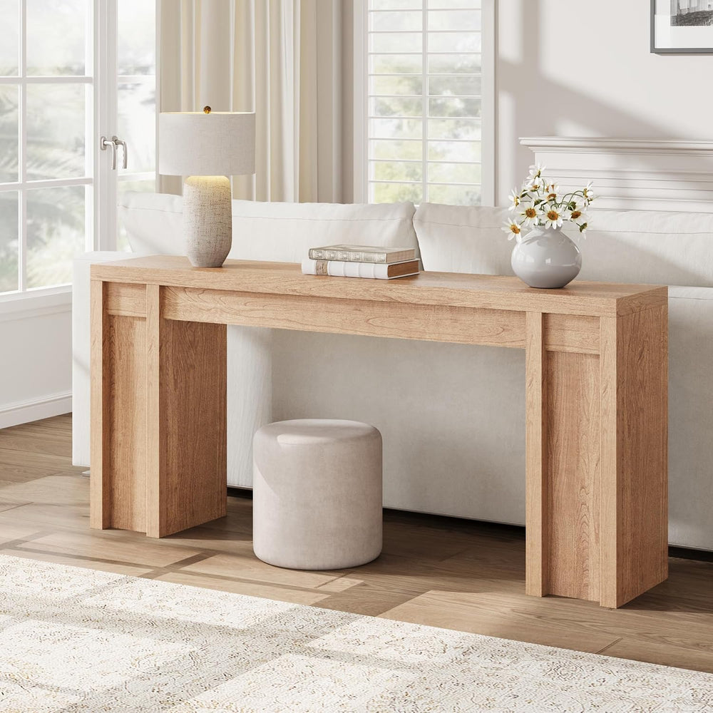 GAOMON 70.9" Farmhouse Cherrywood Console Table - 1.9" Thick Top (3...