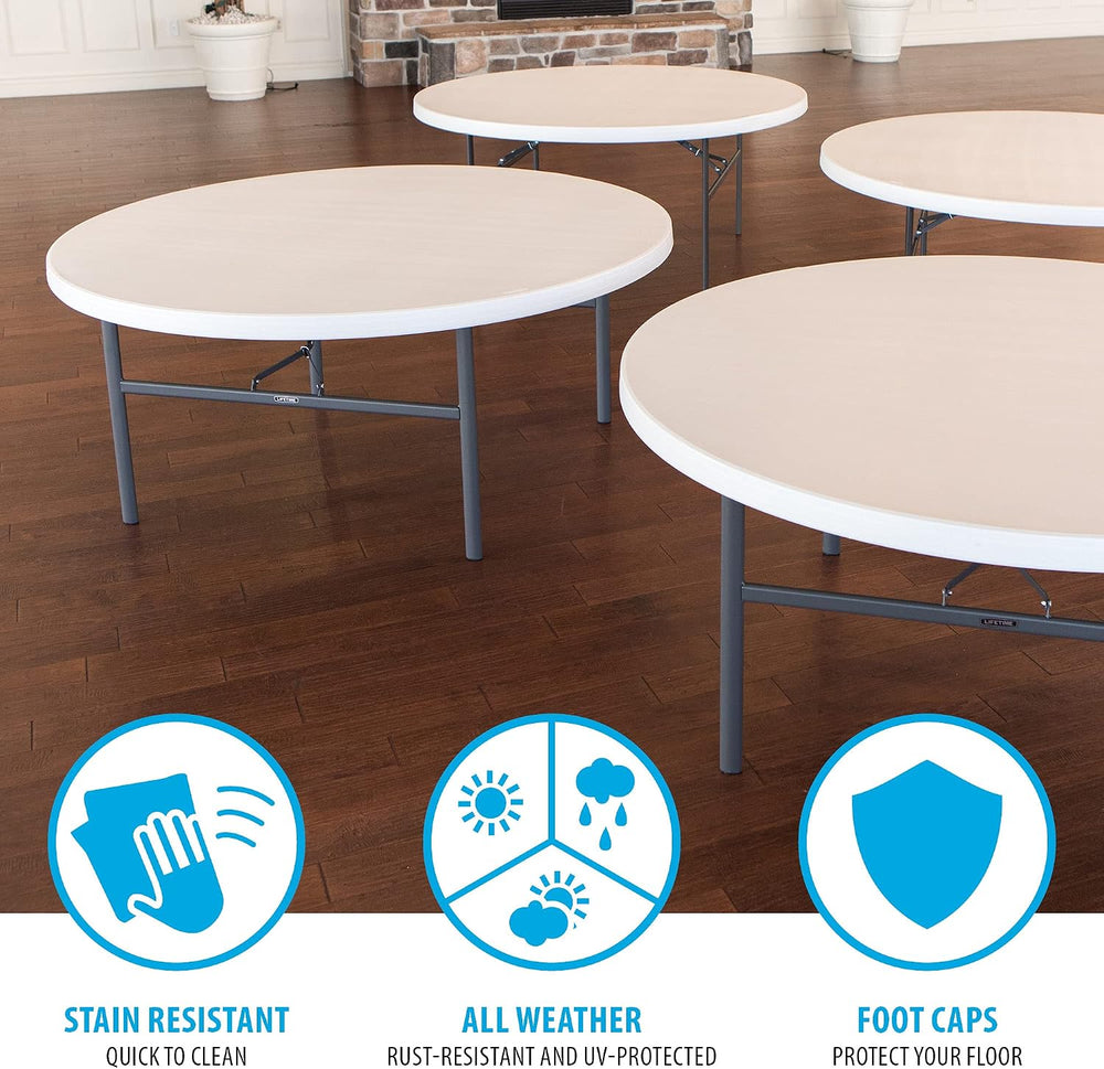 LIFETIME Round Folding Tables 42673 White 72-inch Plastic Top 4 Pack