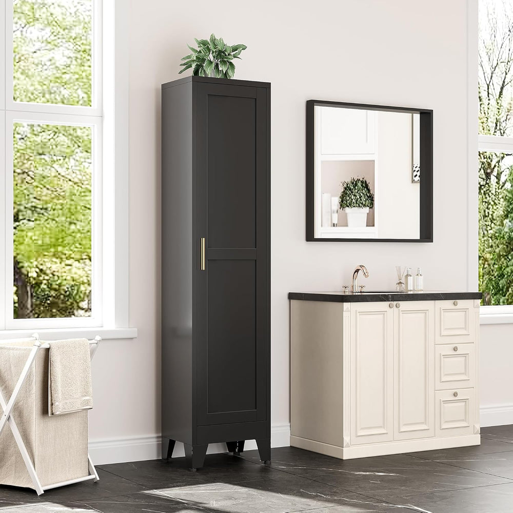 Bevivog Tall Narrow Storage Cabinet, 67" Single Door Metal Storage Locke...