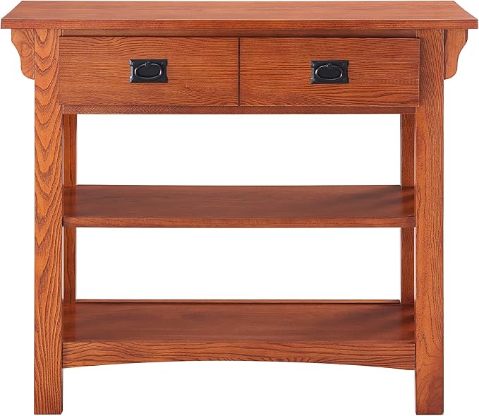 Leick Home Mission Impeccable Bookshelf, Solid Wood, 2 Drawers, 2 Shelves, Sl...