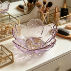 Small Jewelry Dish Tray, Flower Ring Dish Jewelry Tray, Nightstand Decor Glass Trinket Dish, Jewlery Plate Crystal Ring Holder Dish, Gifts Engagement Jewelry Bowl Dish for Rings, Earrings (Purple)