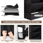 7 Tier Over The Door Shoe Organizer, Hanging Shoe Rack for Closet with Dustproof Mesh Curtain & 6 Side Pockets, Behind The Door Narrow Shoe Holder Hanger for Sneakers, Boots (Black)