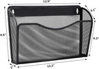 EASEPRES 6 Single Pocket Mesh Hanging File Organizer, Vertical Wall Mounted Magazine File Holder, Mount Basket Mail Paper Document Folder Organizing for Office, Home and School, Black