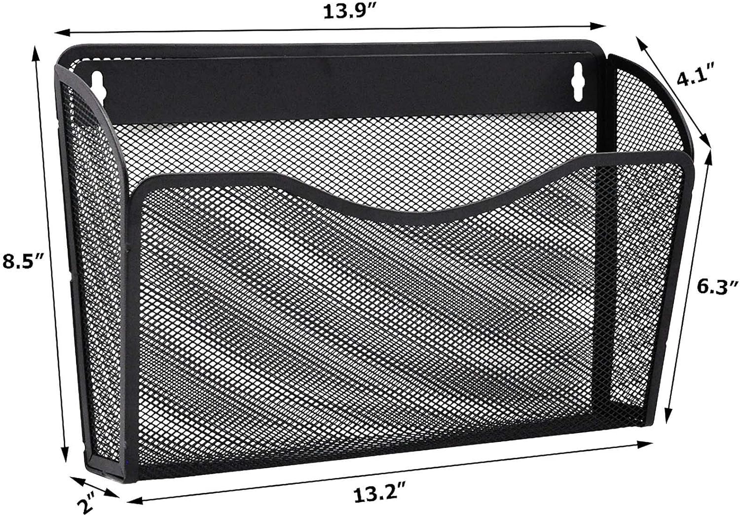 EASEPRES 6 Single Pocket Mesh Hanging File Organizer, Vertical Wall Mounted Magazine File Holder, Mount Basket Mail Paper Document Folder Organizing for Office, Home and School, Black