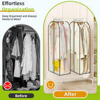 LANDNEOO 6 Pack Clear Garment Bags for Hanging Clothes with Zippers on Double Sides - 10'' Clothes Storage for Coat, Dress, and Fur in Closet - 40'' Long Suit Bags