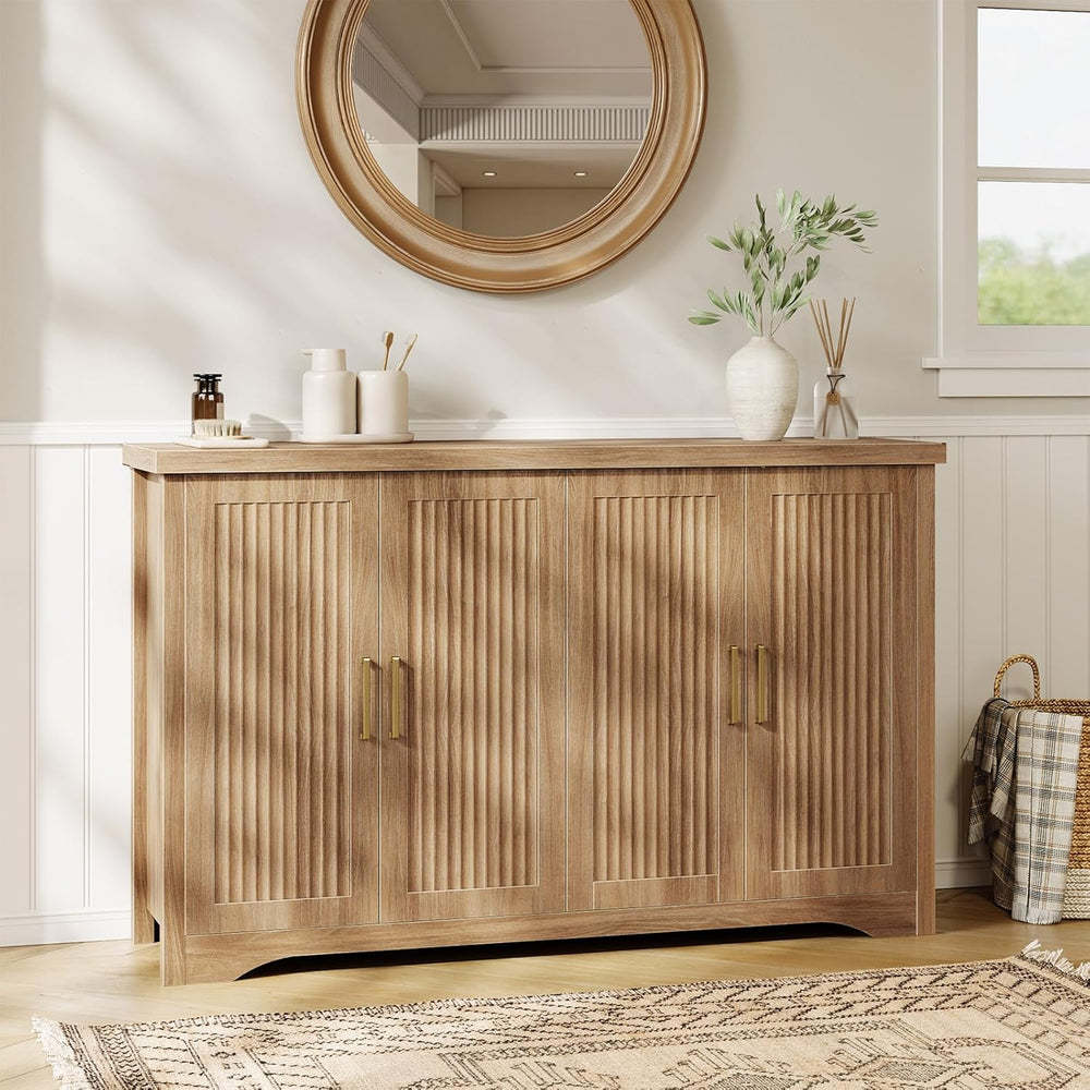 Memobarco Fluted Buffet Cabinet with Storage（55.59" W Accent Sideboard C...