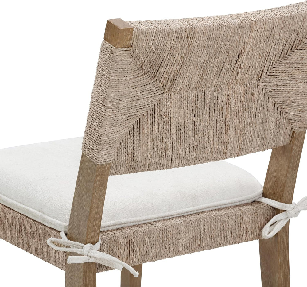 Nathan James Beacon Boho Dining Chair, Boucle Dining Chair with Seagrass Acce...