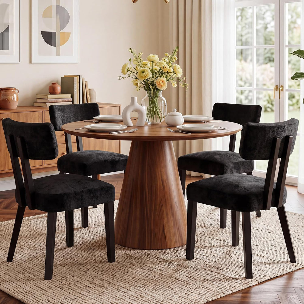 Dining Chairs Set of 4, Silky Velvet Dining Room Chairs, Charcoal Black