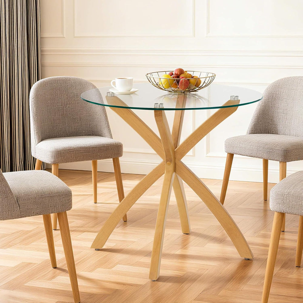 ivinta Small Glass Dining Table for 2-4 People, 31.5" Round Coffee Table...