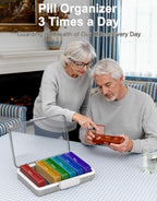 CTIME 4-Tier XL Medicine Organizer with Leather Handle - Portable Pill Case & Empty First Aid Kit for Home, Travel, RV, School, Dorm | Ideal Elderly Gift