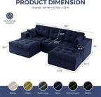 MAXYOYO 104" U Shaped Modular Sectional Sofa with 2 Ottomans, Cloud Boneless Couch with Layered Cushion, Flexible Module Combination Sofa for Living Room, No Assembly Required, Navy