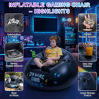 Inflatable Gaming Chair for Kids and Teens with Cup Holders and Side Pocket, Blow Up Bean Bag Gaming Chair for Boys, Comfortable Inflatable Lounge Seat for Gamer Room Decor and Boys Room Furniture