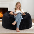 ZurNesfure Bean Bag Chair for Adults, 3FT Giant Bean Bag with Filler & Machine Washable Cover, Fluffy Bean Bag Chairs Oversized Beanbag Lounge Chair for Living Room, Bedroom Dorm (Black, Medium)