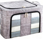 Clothes Organizer | with Clear Window Bag | Large Clothes Storage Bins with Lids - for Bedroom Home Apartment Closet Fabric Bed Sheets Comforter Toys Garment Organization