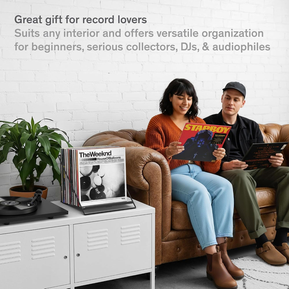 Boundless Audio Vinyl Record Storage Rack - Record Holder for 50 LPs, Black |...
