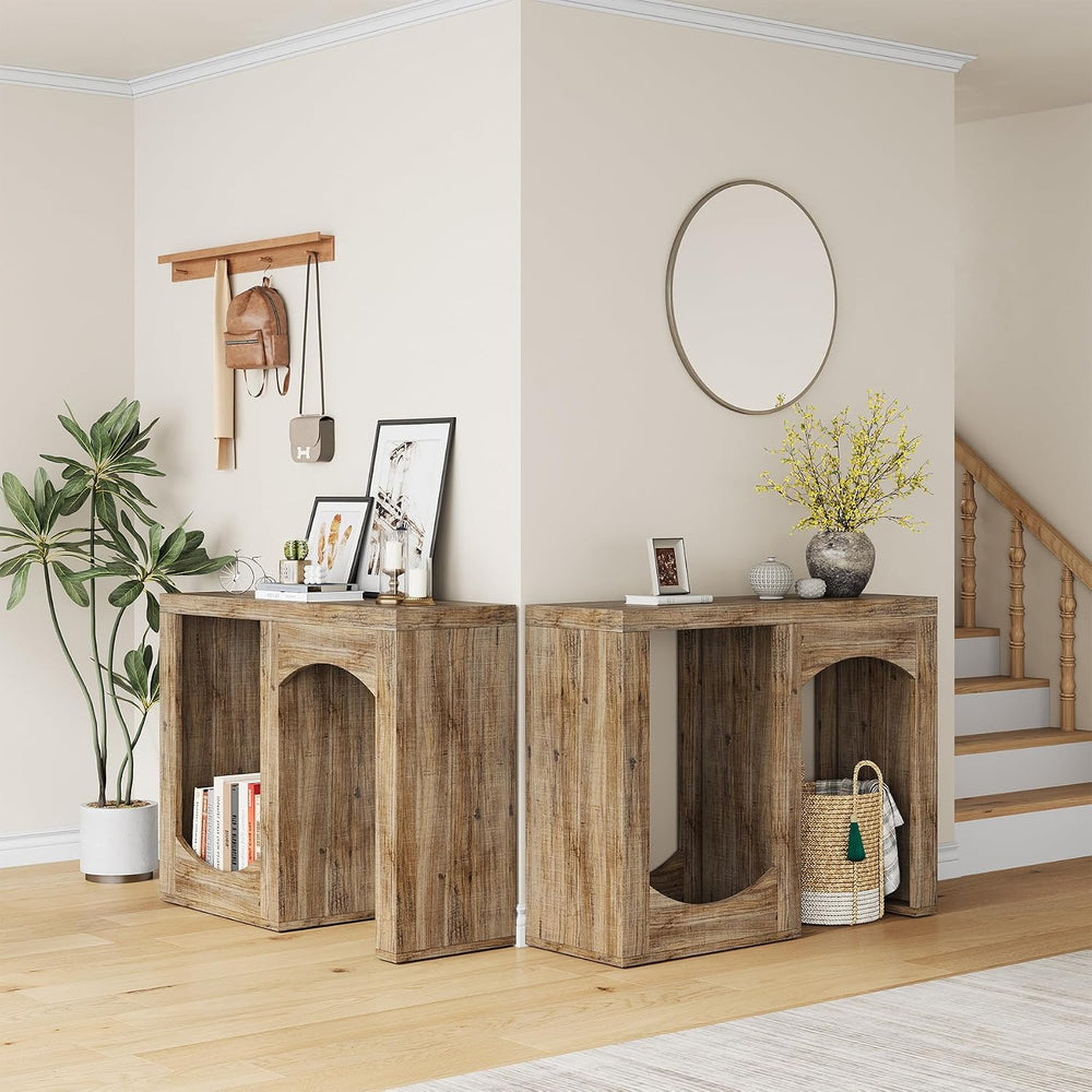 70.9" Farmhouse Console Table, Accent Sofa Table with Arched Design | Mo...