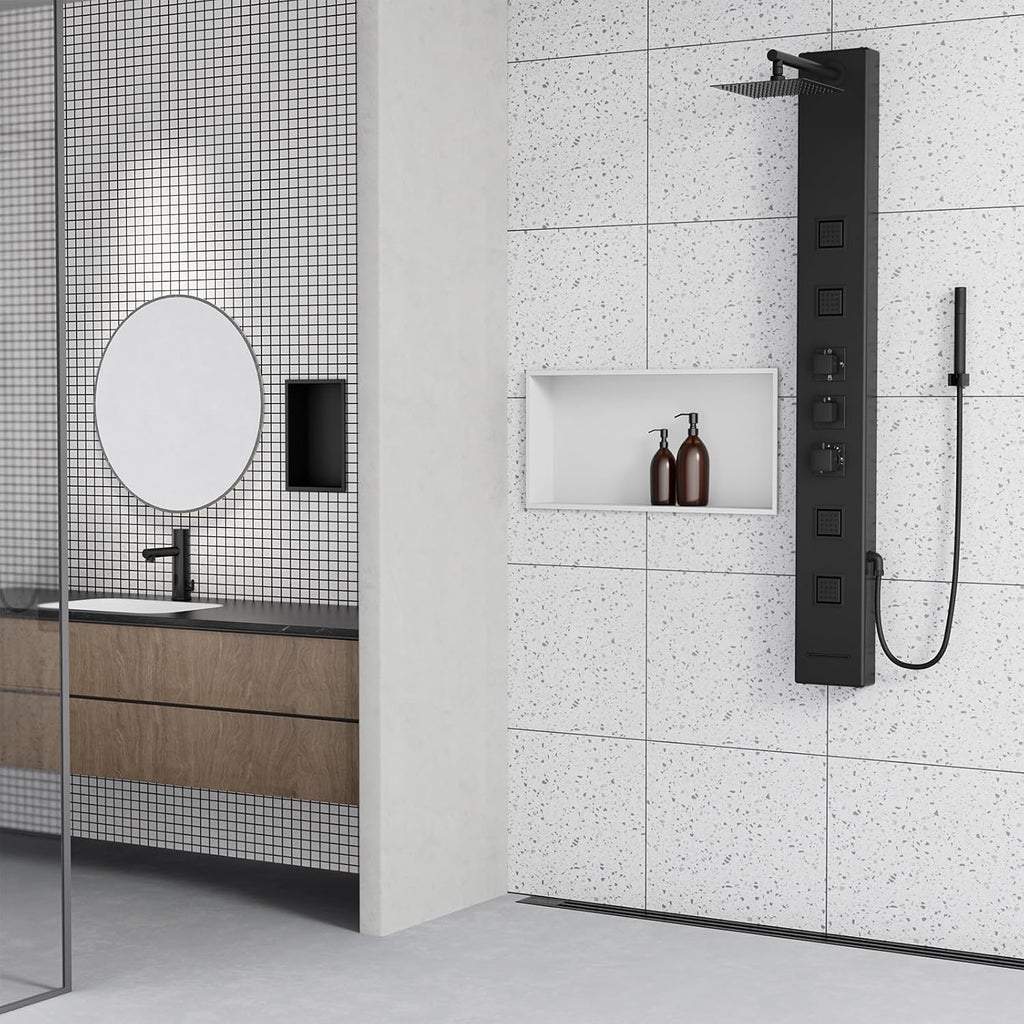 Achelous Stainless Steel Insert Shower Niche 24" X 12" NO Tile Needed, Bathroom Wall Recessed Shelf Organizer, Wall-inserted Shower Caddy, Matte White