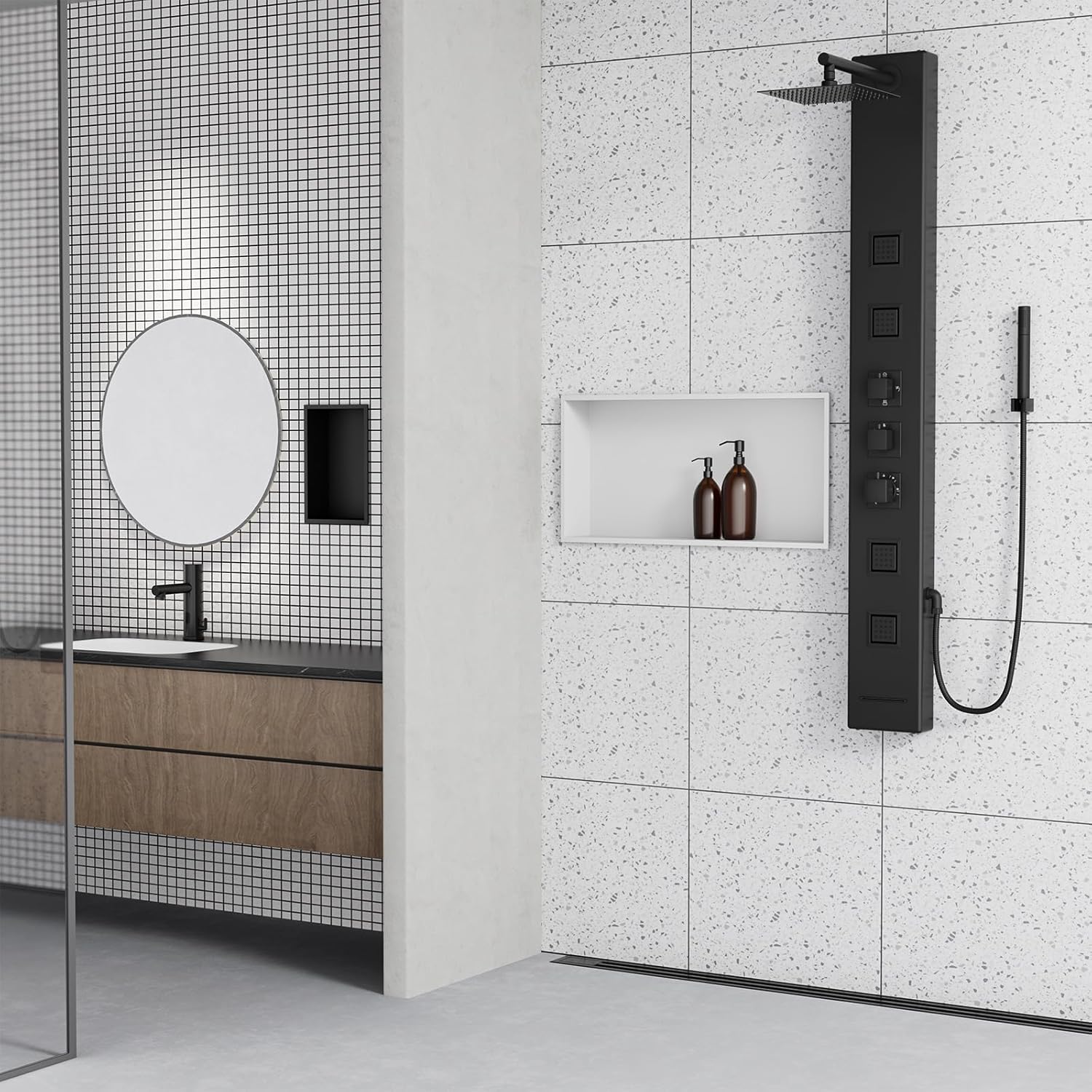 Achelous Stainless Steel Insert Shower Niche 24" X 12" NO Tile Needed, Bathroom Wall Recessed Shelf Organizer, Wall-inserted Shower Caddy, Matte White