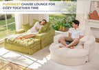MAXYOYO Modular Sectional Chaise Lounge Sofa, 2 Sets Upholstered Lounge Chair with Ottoman, Comfy Round+ Square Couch with Layered Cushion, Tufted Sleeper Chair for Living Room, No Assembly, Beige