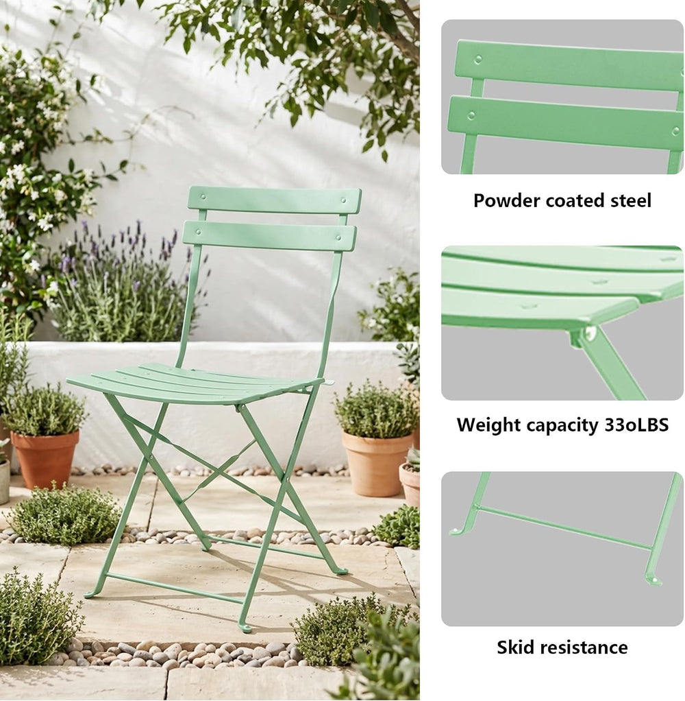 Bistro Table & Chairs Set of 2, Folding Outdoor Patio Furniture