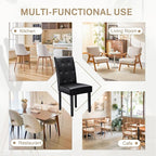 Furmax Upholstered Dining Chairs Set of 4, PU Leather Dinning Room Chairs, Button Tufted Kitchen Chairs with Adjustable Wood Legs for Dining Room/Living Room/Restaurant (Leather Black, 4)