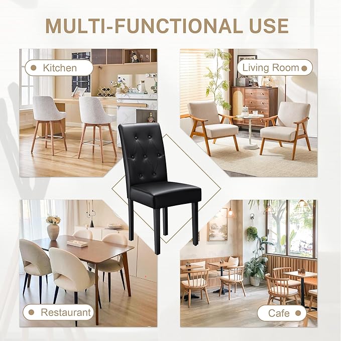 Furmax Upholstered Dining Chairs Set of 2, PU Leather Dinning Room Chairs, Bu...
