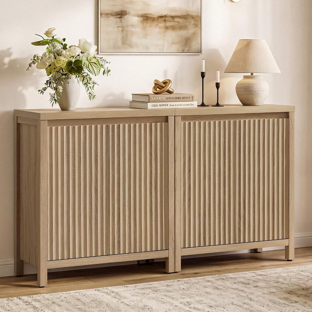 SICOTAS Sideboard Buffet Cabinet with Storage, Fluted Credenza Buffet Table