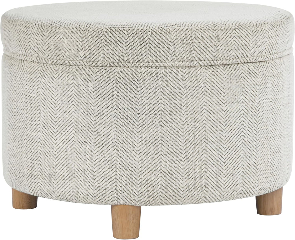 Homepop Home Decor | Upholstered Round Storage Ottoman | Ottoman with Storage...