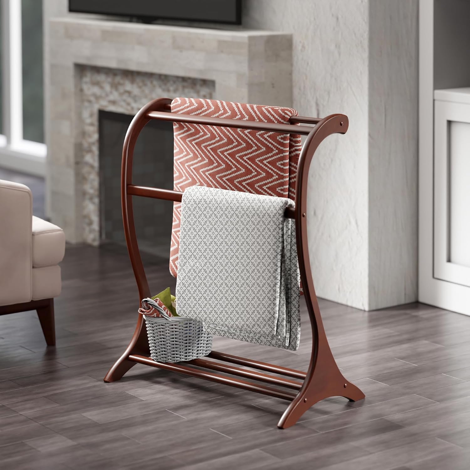 Winsome Bella Blanket Rack in Walnut Finish