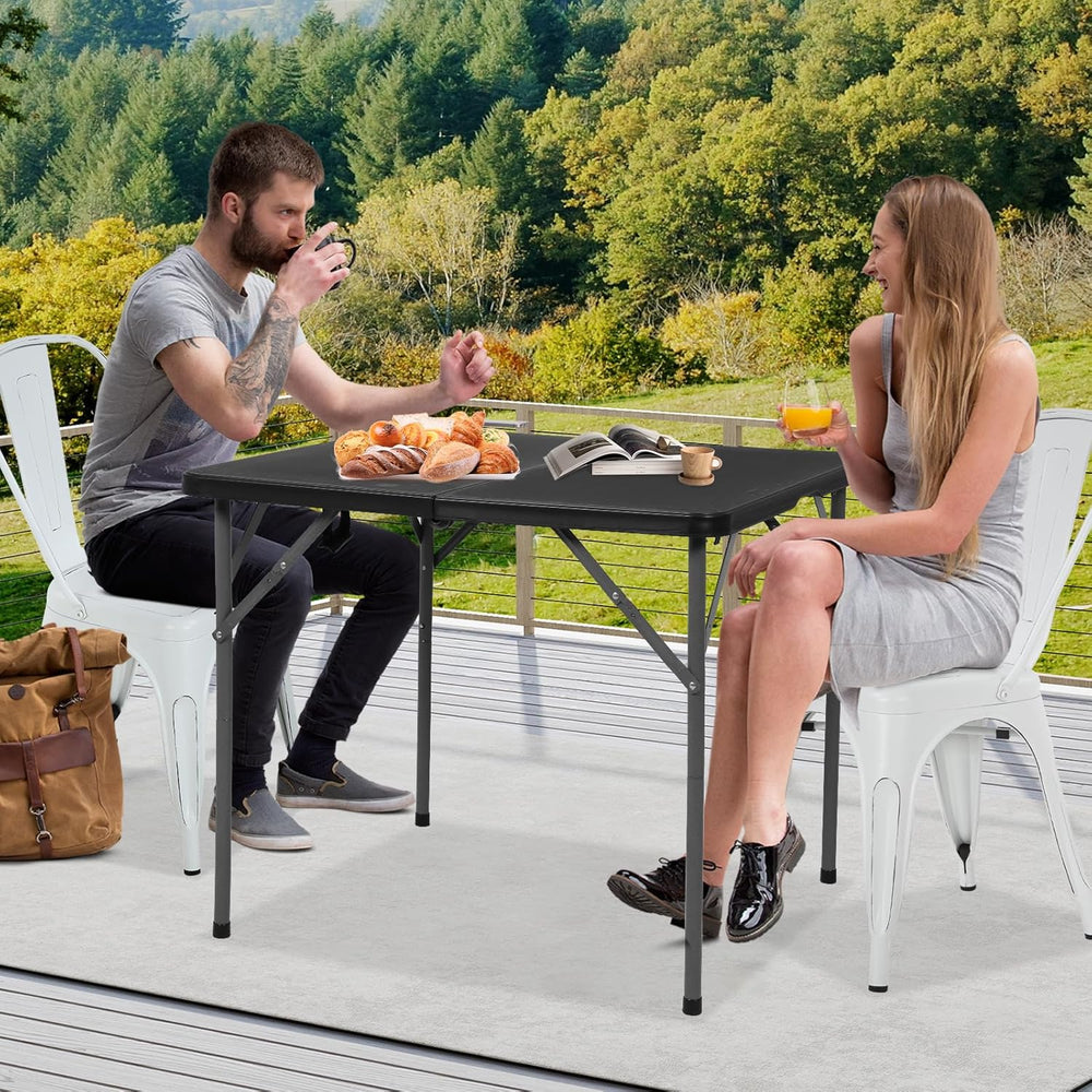 34" Square Plastic Folding Card Table - Portable Outdoor Dining Table wi...