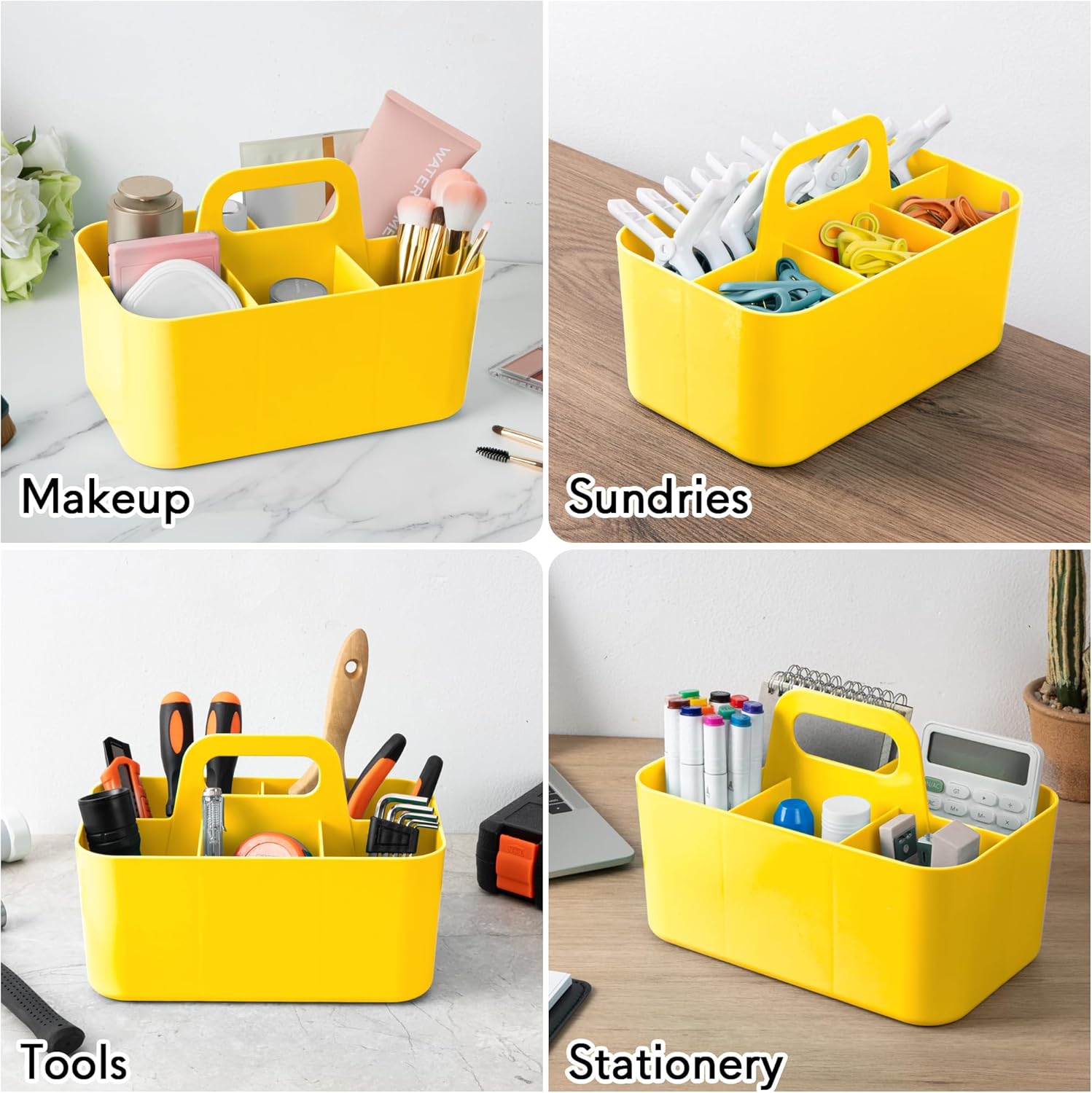 Tiawudi 2 Pack Caddy Organizer with Handle, Portable Plastic Caddy, Storage Organization for Cleaning, Bath, Makeup, Art, Craft, Stationery, Classroom and Office, Tote Organizer