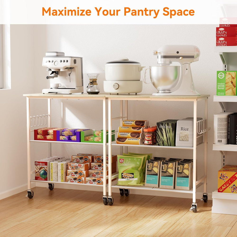 NTE Rolling Kitchen Microwave Cart, 3 Tier Microwave Stand with Storage, Smal...