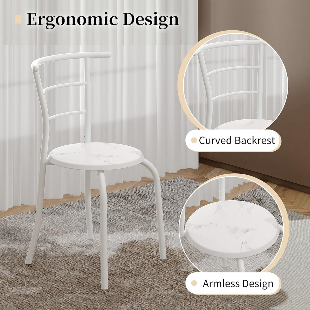 VECELO 3-Piece Dining Table Set for Kitchen Breakfast Nook, Faux Marbled Oval...