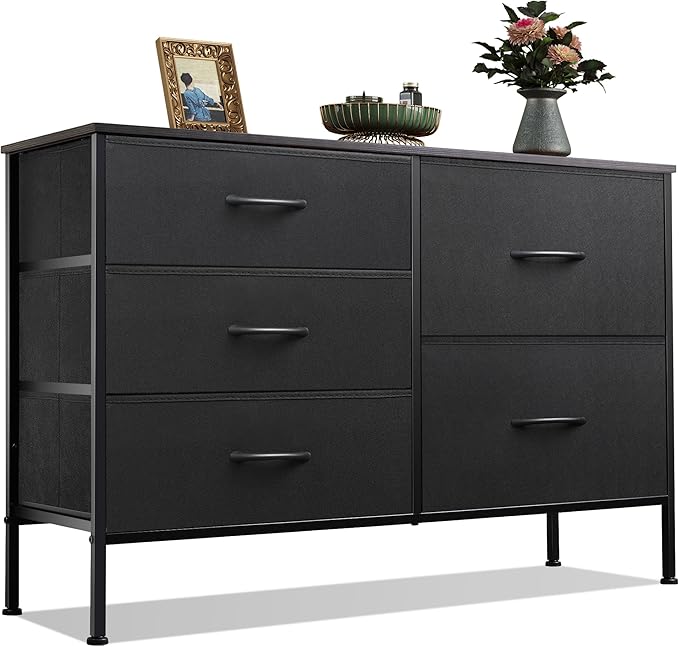 WLIVE Dresser for Bedroom with 5 Drawers, Wide Bedroom Dressers with Drawer O...