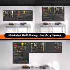 Pegboard, 4 PCS 24"×16" Metal Peg Board Panels Black Modular Wall Organizer Kit with 40 Hooks, Dual-Size Hole Design for Home Tool Storage, Garage Organization, Kitchen, Office, Craft Room