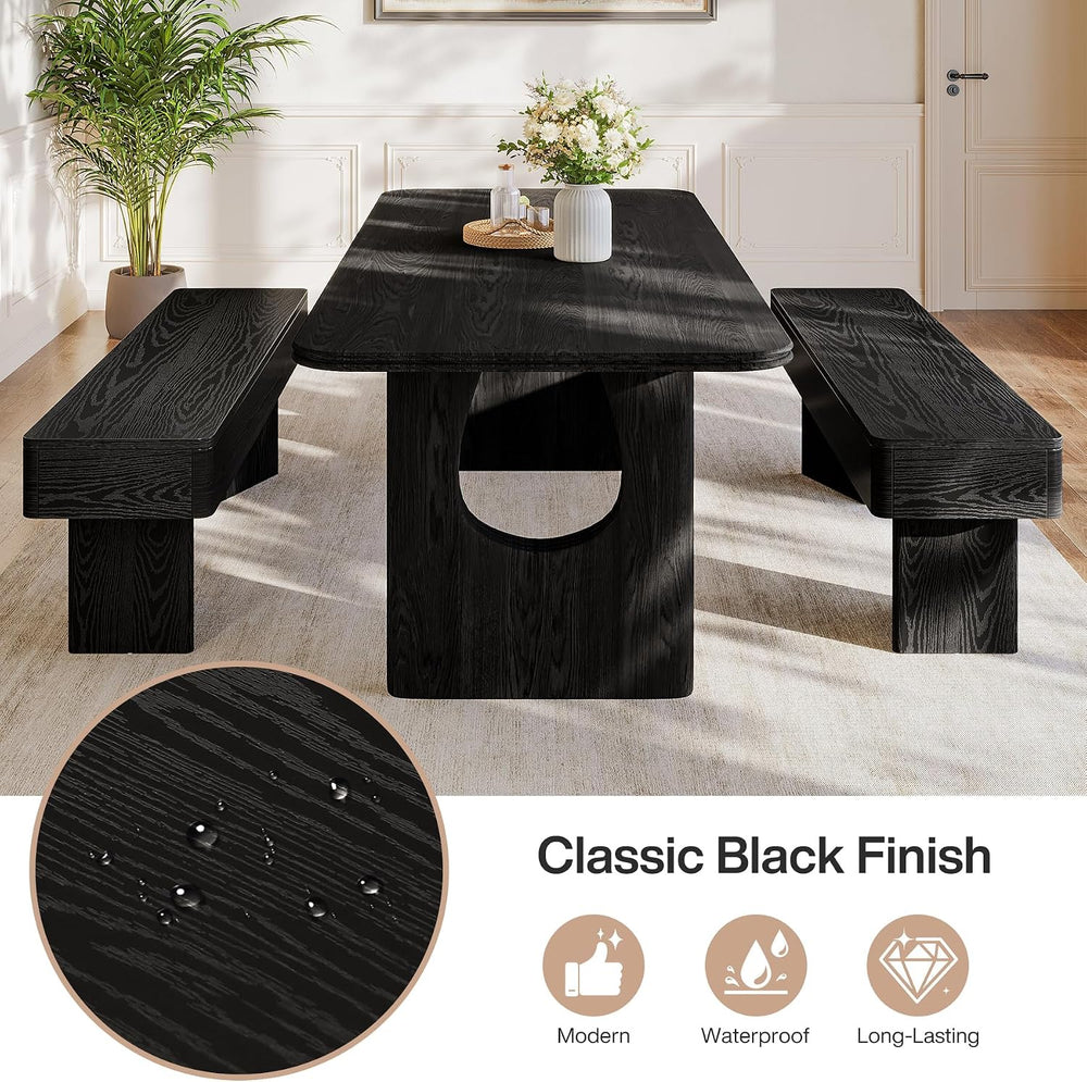 Tribesigns 47.24" Dining Bench, Modern Black Dining Table Bench with Stu...