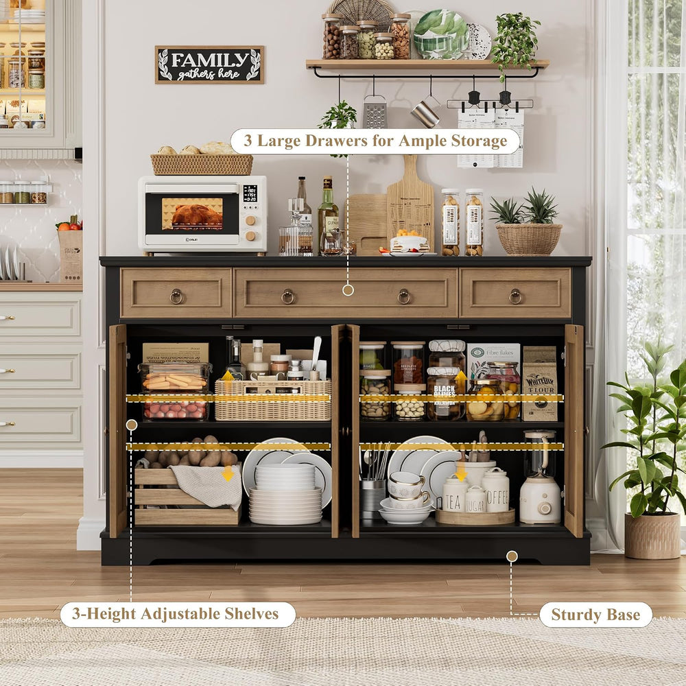 FINETONES Buffet Cabinet with Storage, 52.7" Large Sideboard Buffet Tabl...