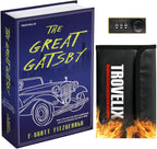 Book Safe with Combination Lock, Hidden Safe (9.5 x 6.2 x 2.2 Inch) with Fireproof Bag, Secret Diversion Safe, Hollow Book Box Hidden Storage, Money Safe Box for Cash (GREAT GATSBY)