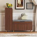 3More Shoe Organizer Cabinet,Entryway Bench with Adjustable Shelves and Cushioned Seat,Unique L-Shaped Bench Cabinet for Entryway, Hallway, Living Room