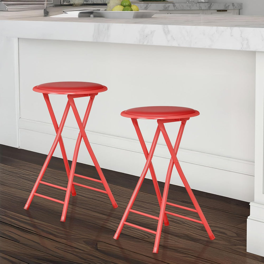 Lavish Home Folding Stool - Set of 2 Counter Height Bar Stools – 24-Inch Back...