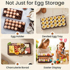 YOUEON Acacia Wooden Egg Holder with Double Layers, Detachable Wooden Egg Tray Holds 36 Fresh Eggs, Countertop Storage Rack for Gathering Fresh & Easter Eggs, Rustic Decor